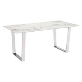 ZUO Atlas Dining Table White & Silver