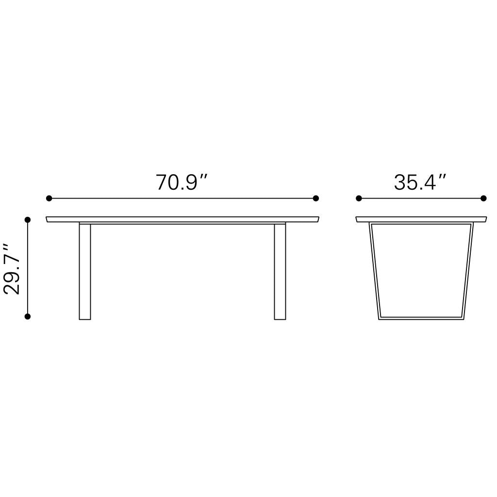 ZUO Atlas Dining Table White & Silver