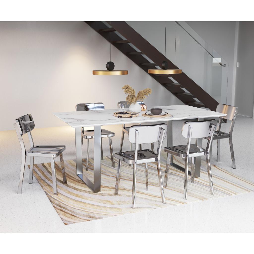 ZUO Atlas Dining Table White & Silver