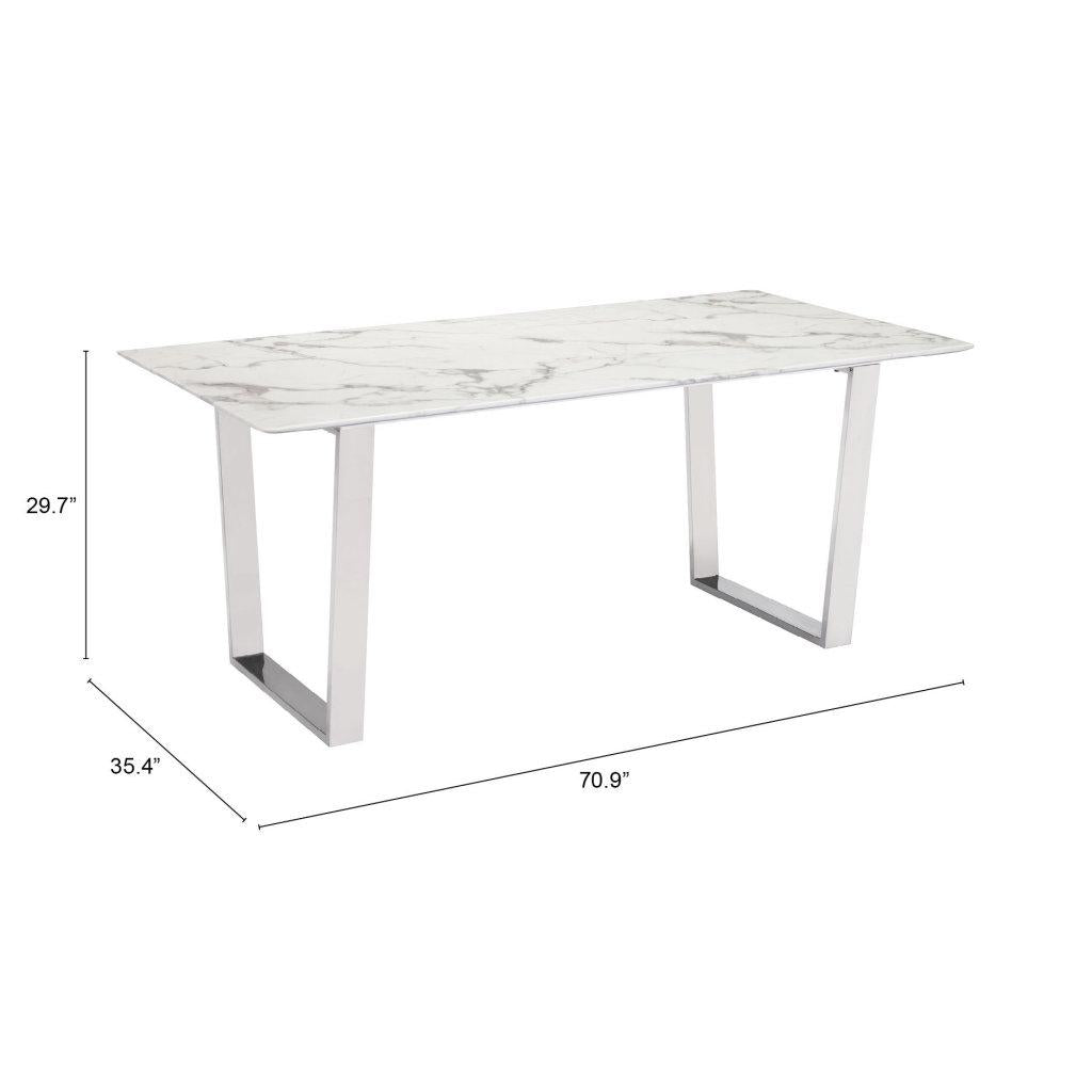 ZUO Atlas Dining Table White & Silver