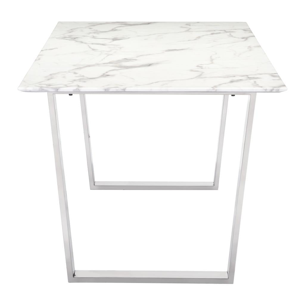 ZUO Atlas Dining Table White & Silver