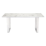 ZUO Atlas Dining Table White & Silver