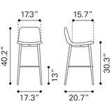 ZUO Tangiers Barstool (Set of 2) White