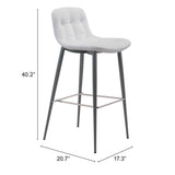 ZUO Tangiers Barstool (Set of 2) White