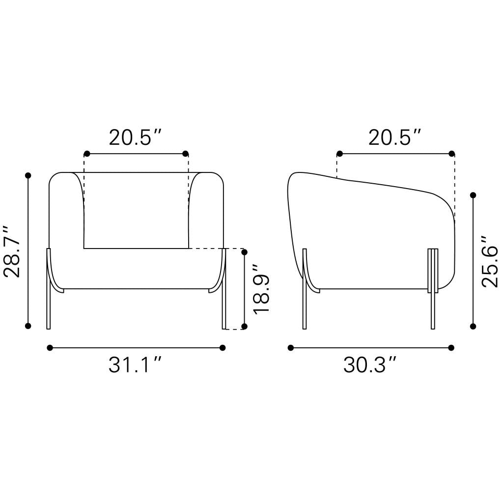 ZUO Micaela Armchair Gray