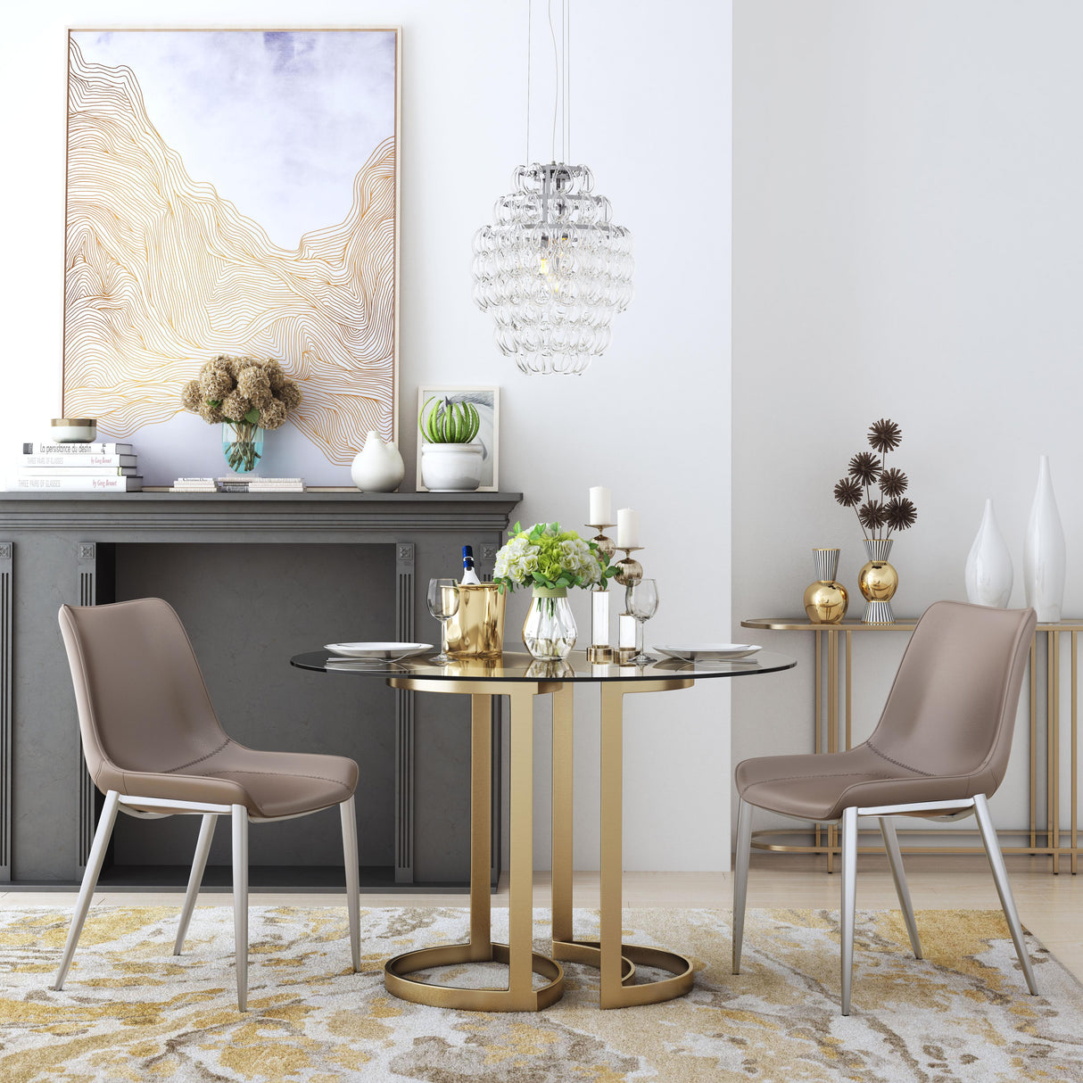 ZUO Magnus Dining Chair (Set of 2) Brown & Silver