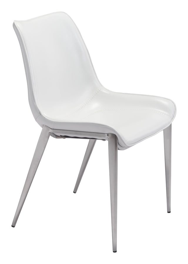 ZUO Magnus Dining Chair (Set of 2) White & Silver