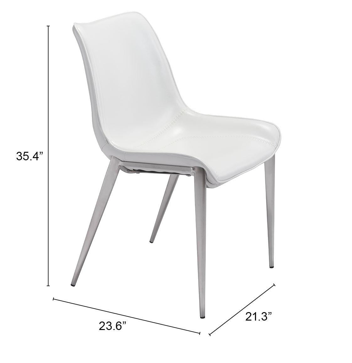 ZUO Magnus Dining Chair (Set of 2) White & Silver