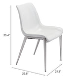 ZUO Magnus Dining Chair (Set of 2) White & Silver