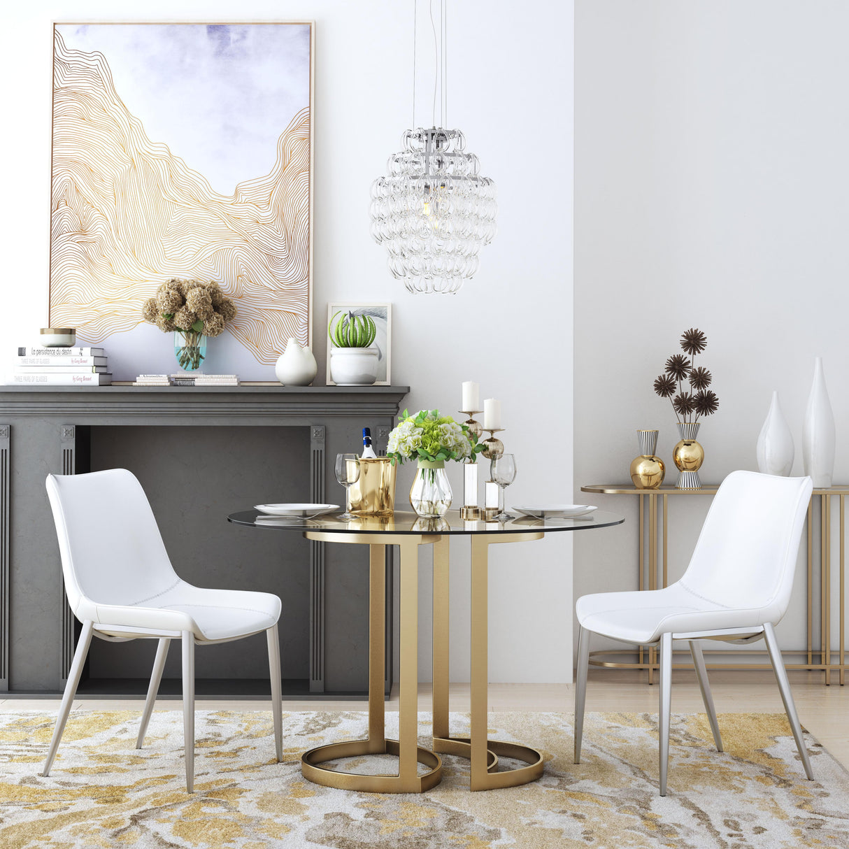 ZUO Magnus Dining Chair (Set of 2) White & Silver