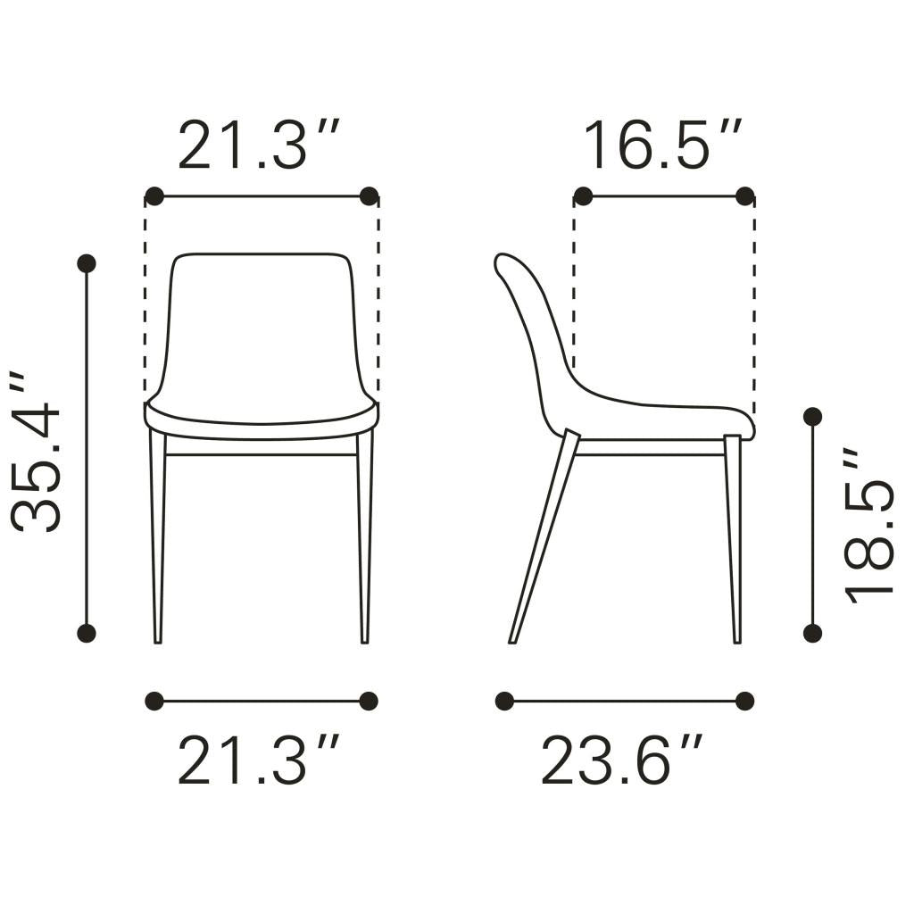 ZUO Magnus Dining Chair (Set of 2) White & Silver