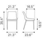 ZUO Magnus Dining Chair (Set of 2) White & Silver