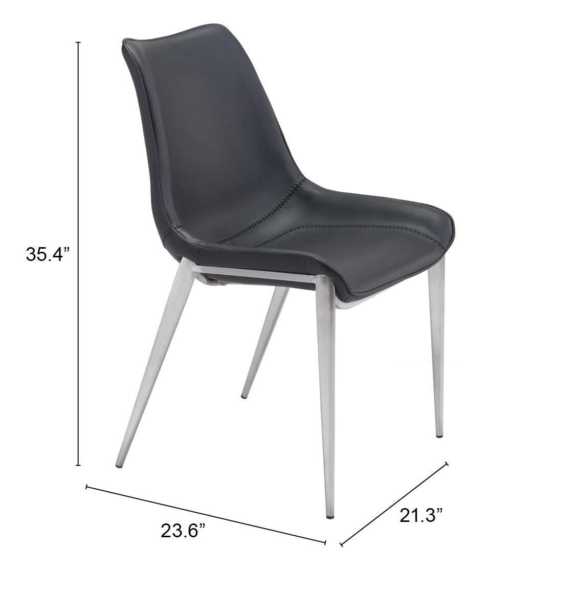 ZUO Magnus Dining Chair (Set of 2) Black & Silver