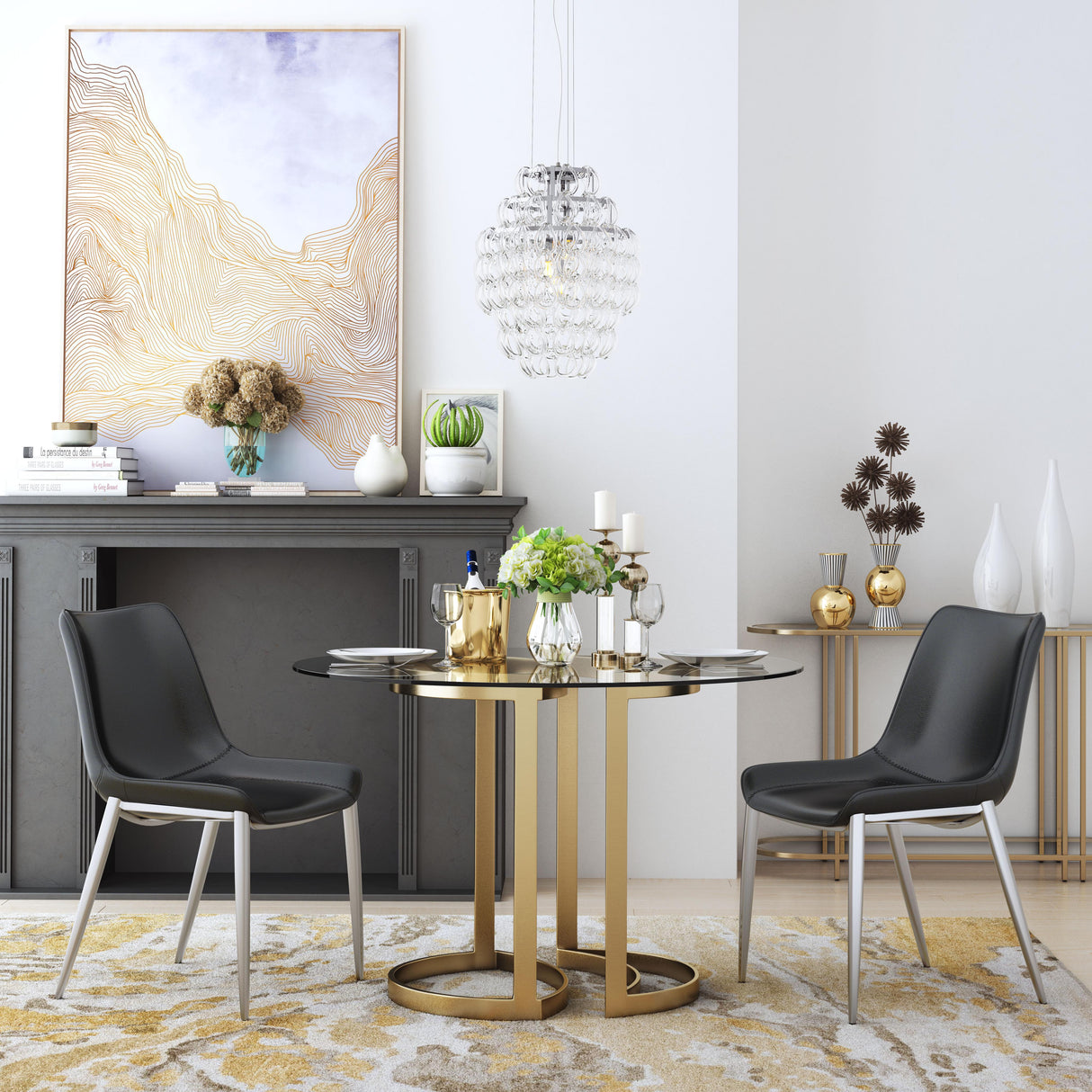 ZUO Magnus Dining Chair (Set of 2) Black & Silver