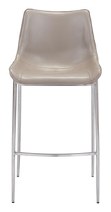 ZUO Magnus Barstool (Set of 2) Brown & Silver
