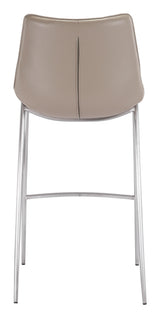 ZUO Magnus Barstool (Set of 2) Brown & Silver