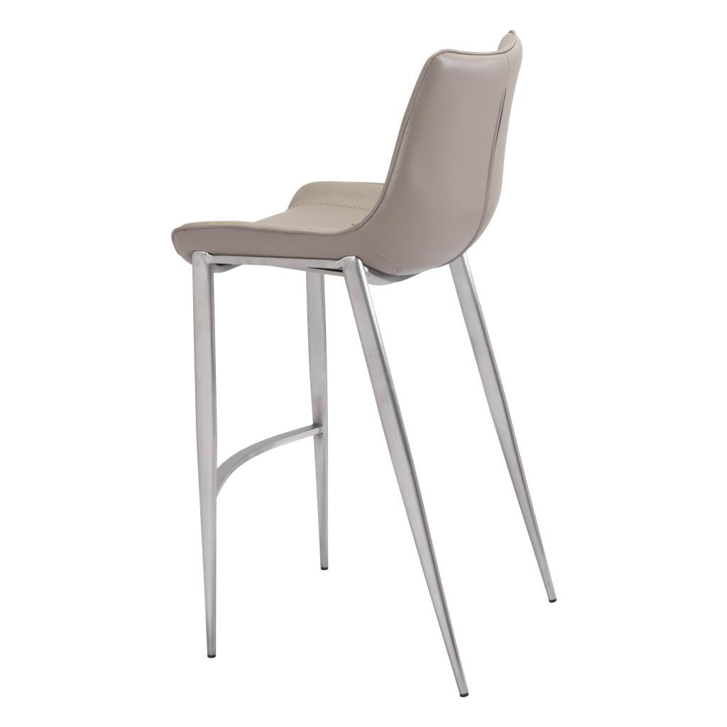 ZUO Magnus Barstool (Set of 2) Brown & Silver