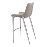 ZUO Magnus Barstool (Set of 2) Brown & Silver