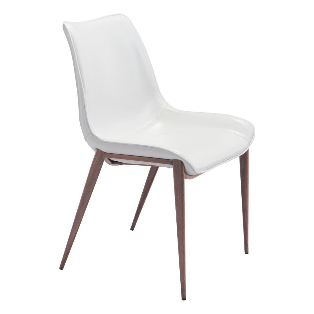 ZUO Magnus Dining Chair (Set of 2) White & Walnut
