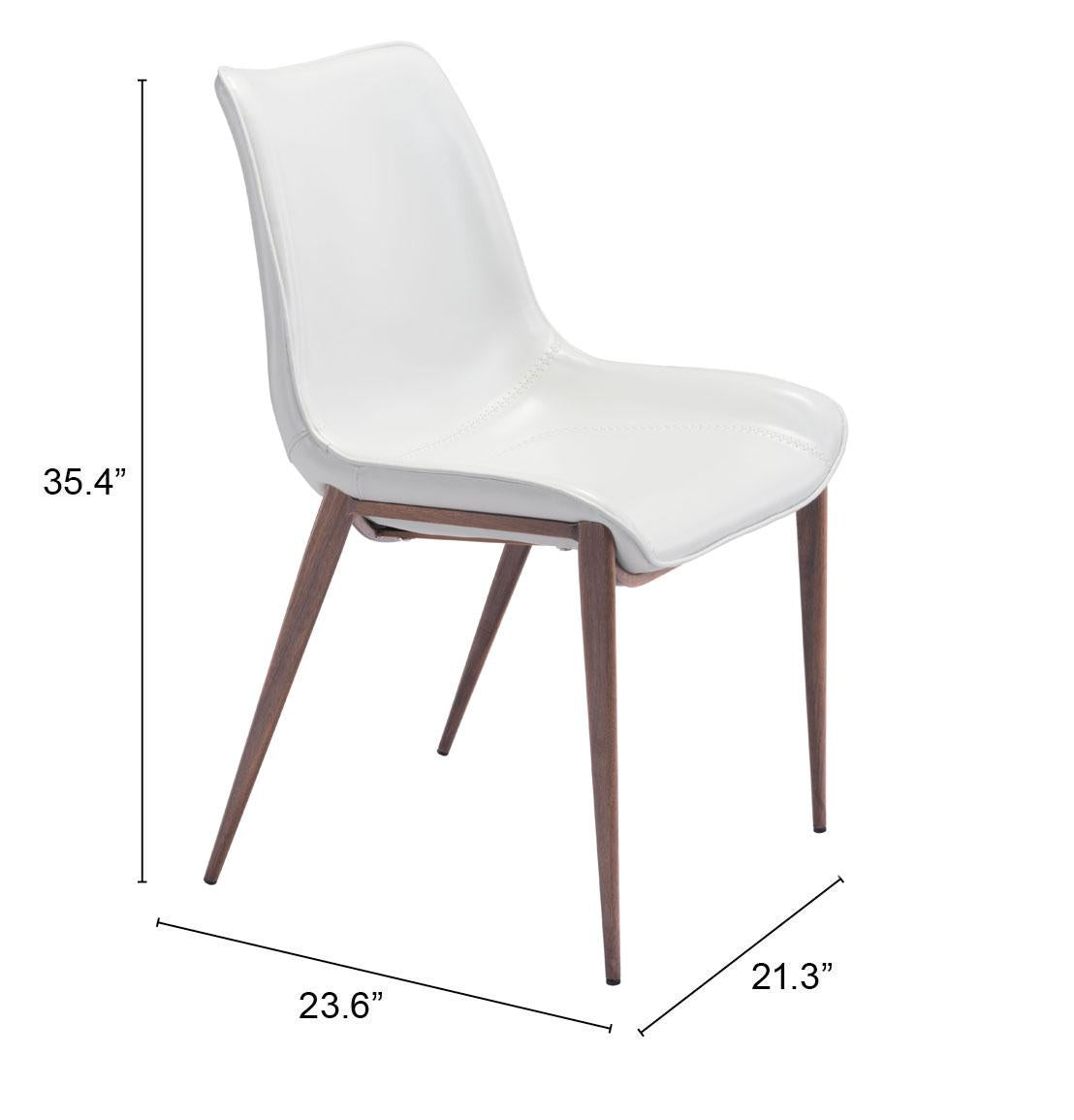 ZUO Magnus Dining Chair (Set of 2) White & Walnut