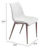 ZUO Magnus Dining Chair (Set of 2) White & Walnut