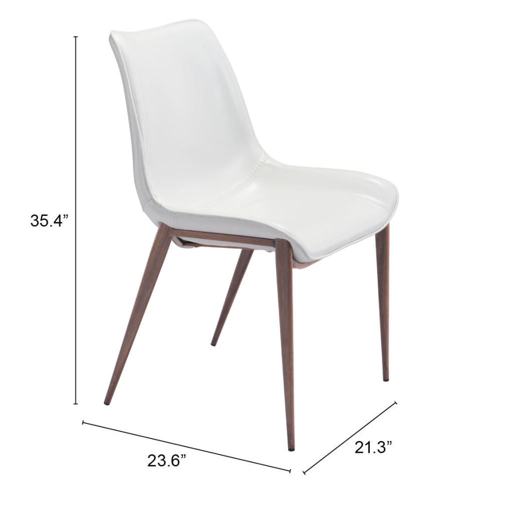 ZUO Magnus Dining Chair (Set of 2) White & Walnut