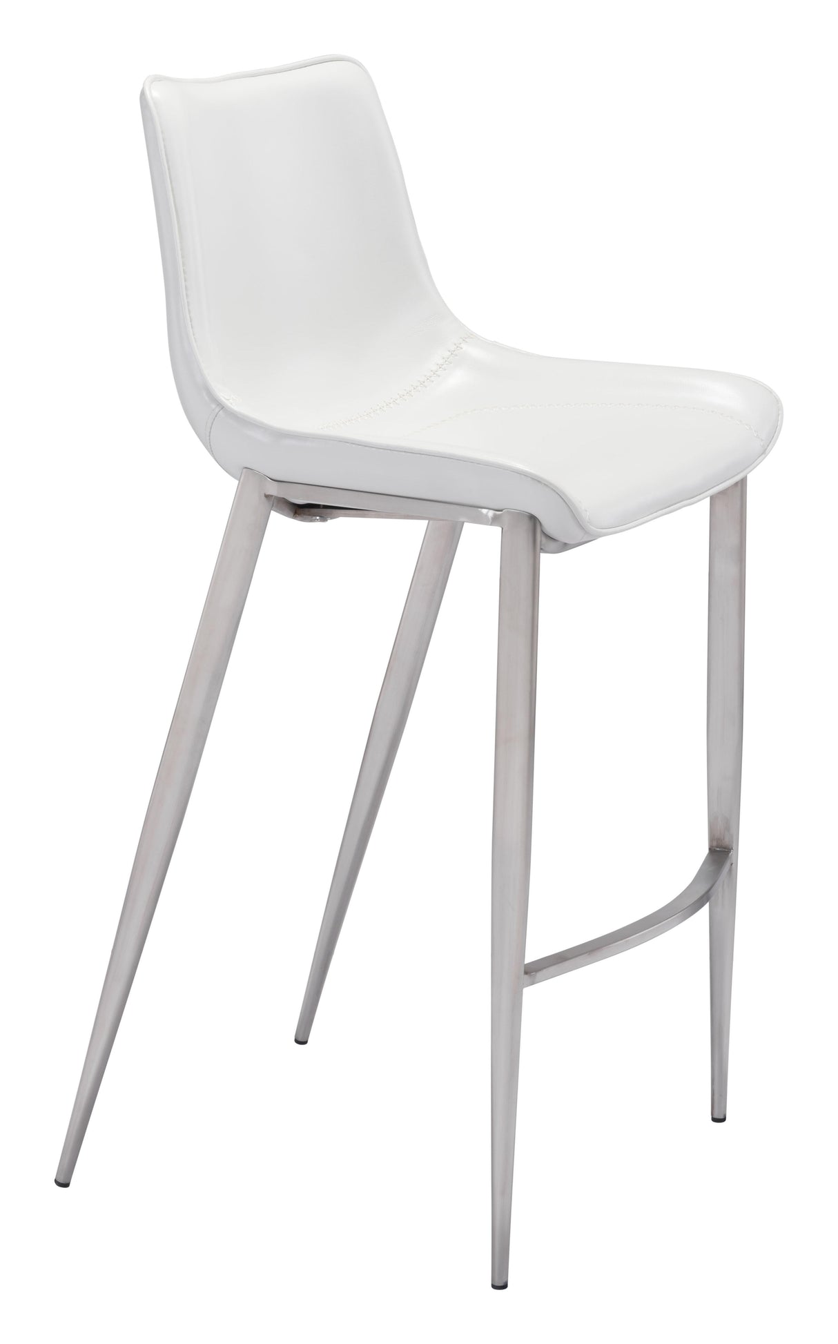ZUO Magnus Barstool (Set of 2) White & Silver