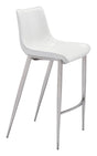 ZUO Magnus Barstool (Set of 2) White & Silver