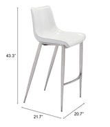 ZUO Magnus Barstool (Set of 2) White & Silver
