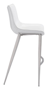 ZUO Magnus Barstool (Set of 2) White & Silver