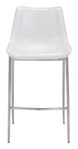 ZUO Magnus Barstool (Set of 2) White & Silver