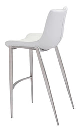 ZUO Magnus Barstool (Set of 2) White & Silver