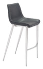 ZUO Magnus Barstool (Set of 2) Black & Silver