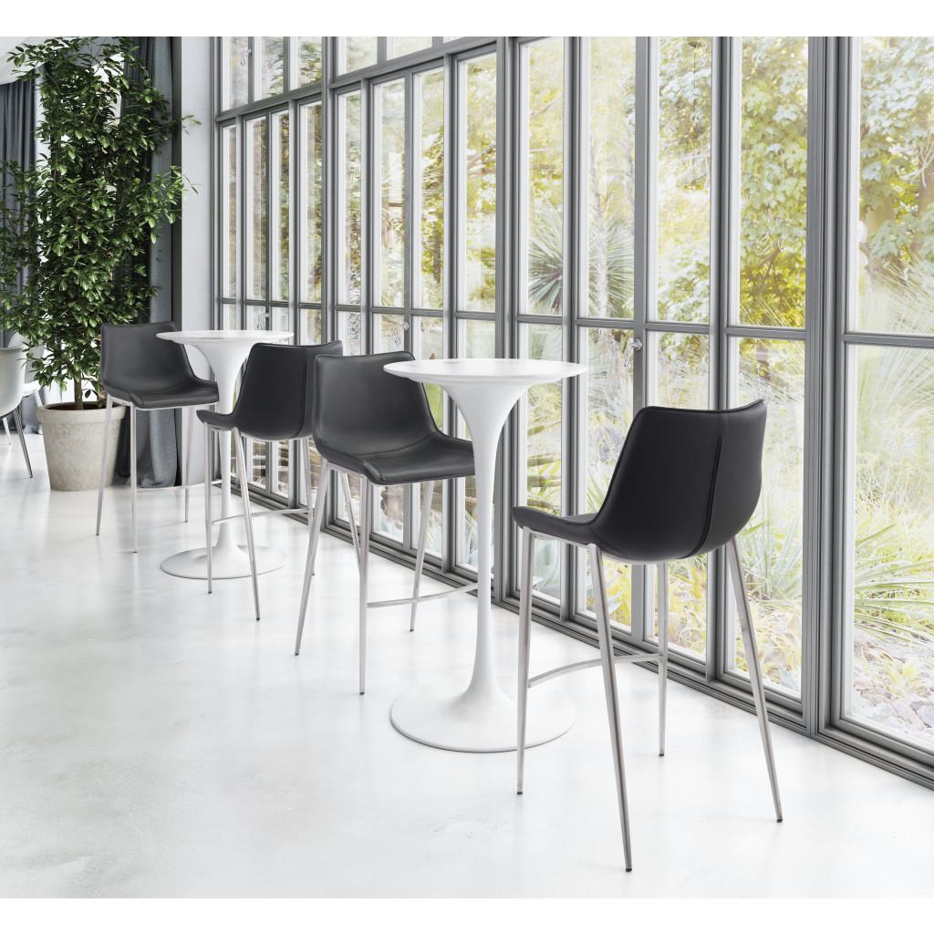 ZUO Magnus Barstool (Set of 2) Black & Silver