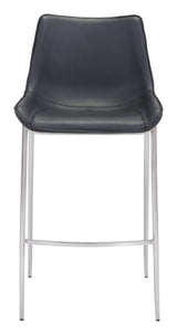 ZUO Magnus Barstool (Set of 2) Black & Silver