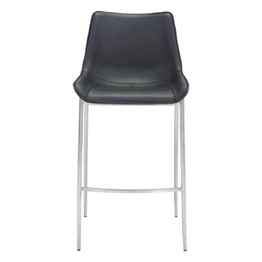 ZUO Magnus Barstool (Set of 2) Black & Silver
