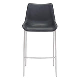 ZUO Magnus Barstool (Set of 2) Black & Silver