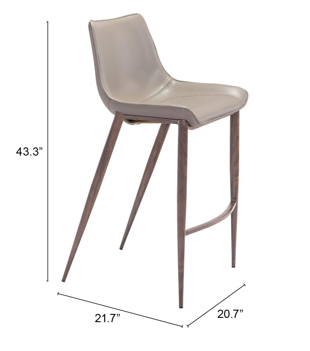ZUO Magnus Barstool (Set of 2) Brown & Walnut