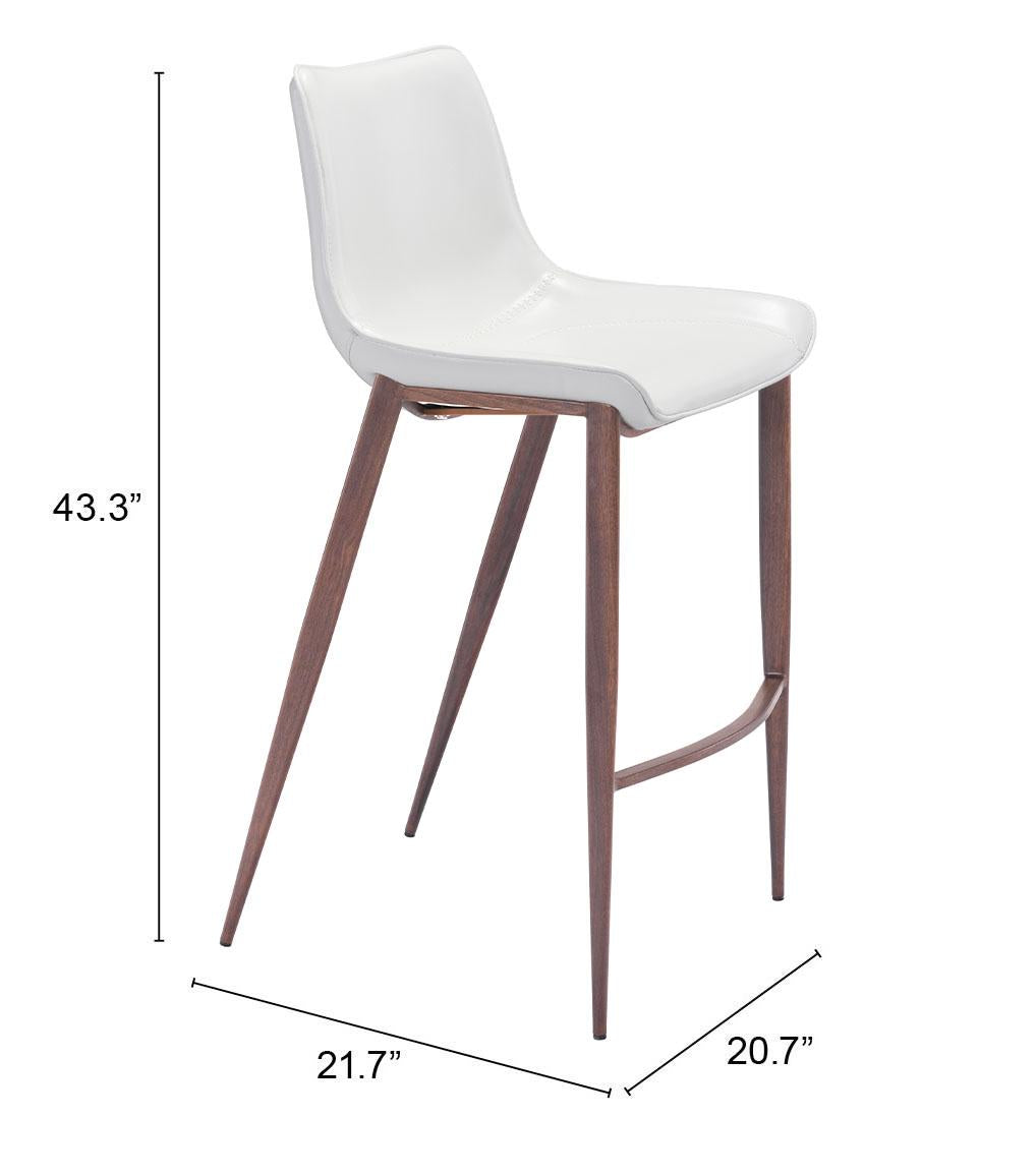 ZUO Magnus Barstool (Set of 2) White & Walnut