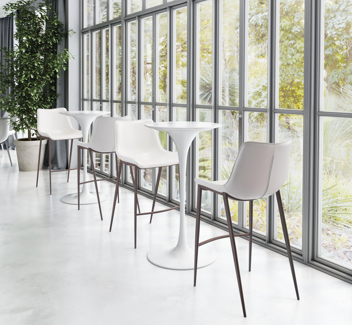 ZUO Magnus Barstool (Set of 2) White & Walnut