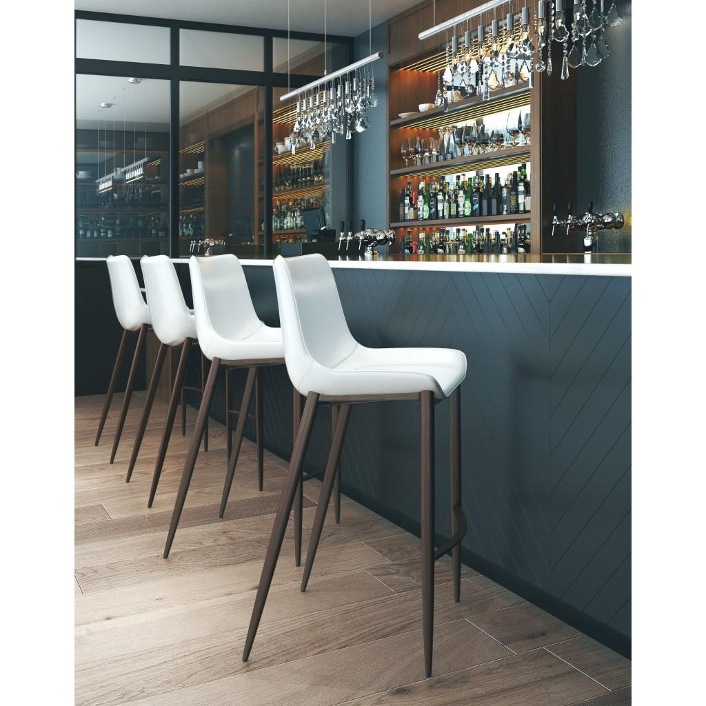 ZUO Magnus Barstool (Set of 2) White & Walnut
