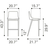 ZUO Magnus Barstool (Set of 2) White & Walnut