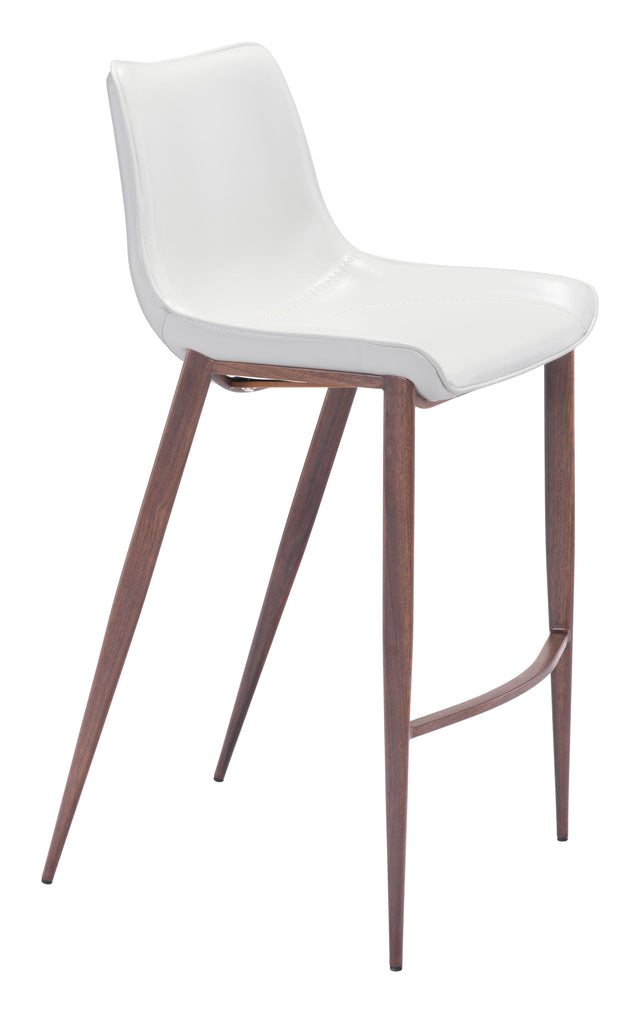 ZUO Magnus Barstool (Set of 2) White & Walnut