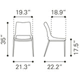 ZUO Ace Dining Chair (Set of 2) White & Silver