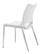 ZUO Ace Dining Chair (Set of 2) White & Silver