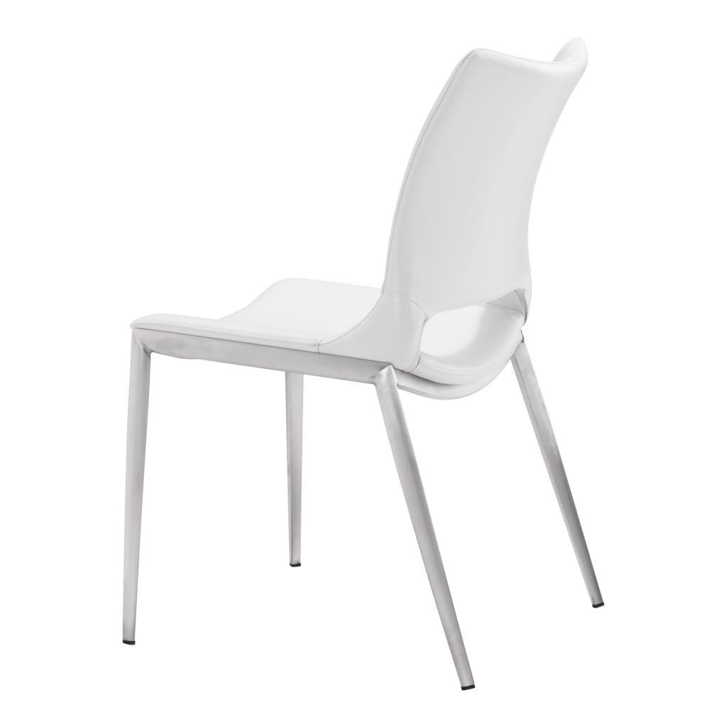 ZUO Ace Dining Chair (Set of 2) White & Silver
