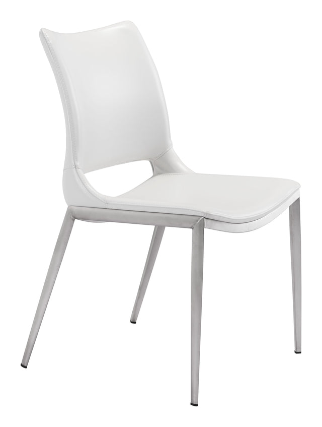ZUO Ace Dining Chair (Set of 2) White & Silver