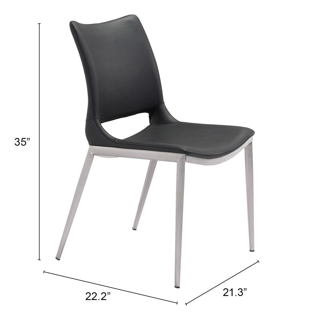 ZUO Ace Dining Chair (Set of 2) Black & Silver