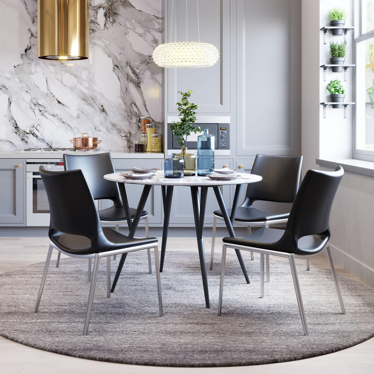 ZUO Ace Dining Chair (Set of 2) Black & Silver