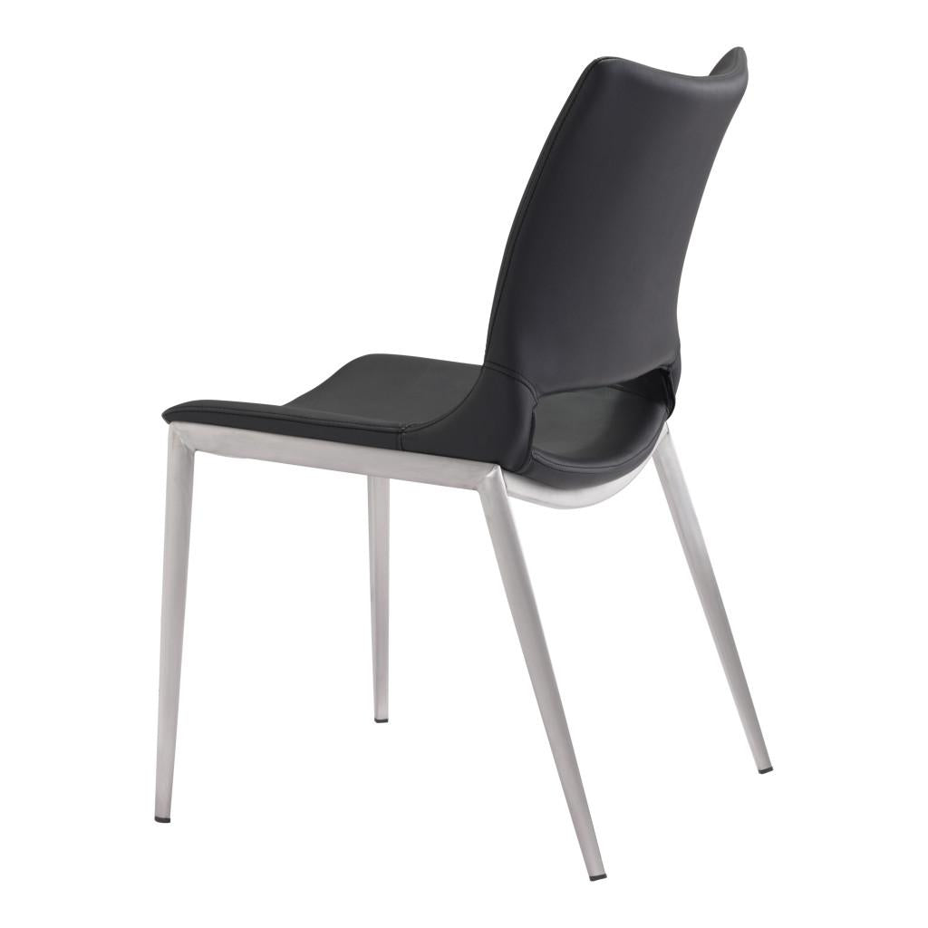 ZUO Ace Dining Chair (Set of 2) Black & Silver